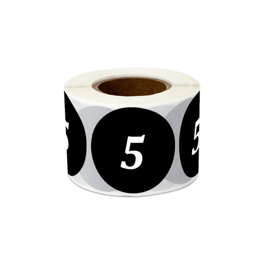1.25in Sticker: Clothing Apparel Size 5 Label Roll (Black)