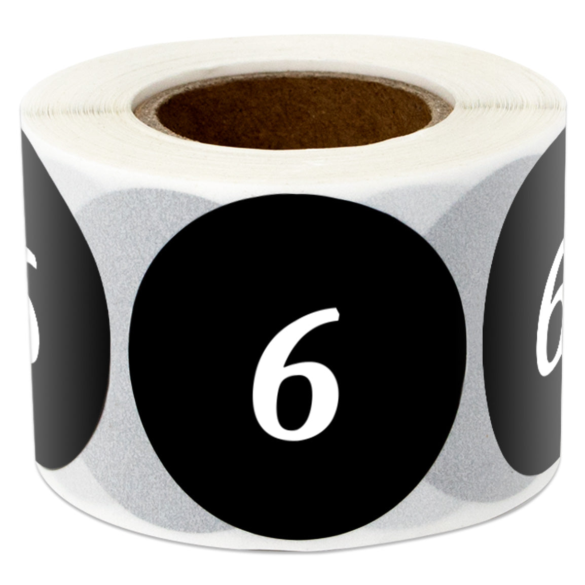 1.25in Sticker: Clothing Apparel Size 6 Label Roll (Black)