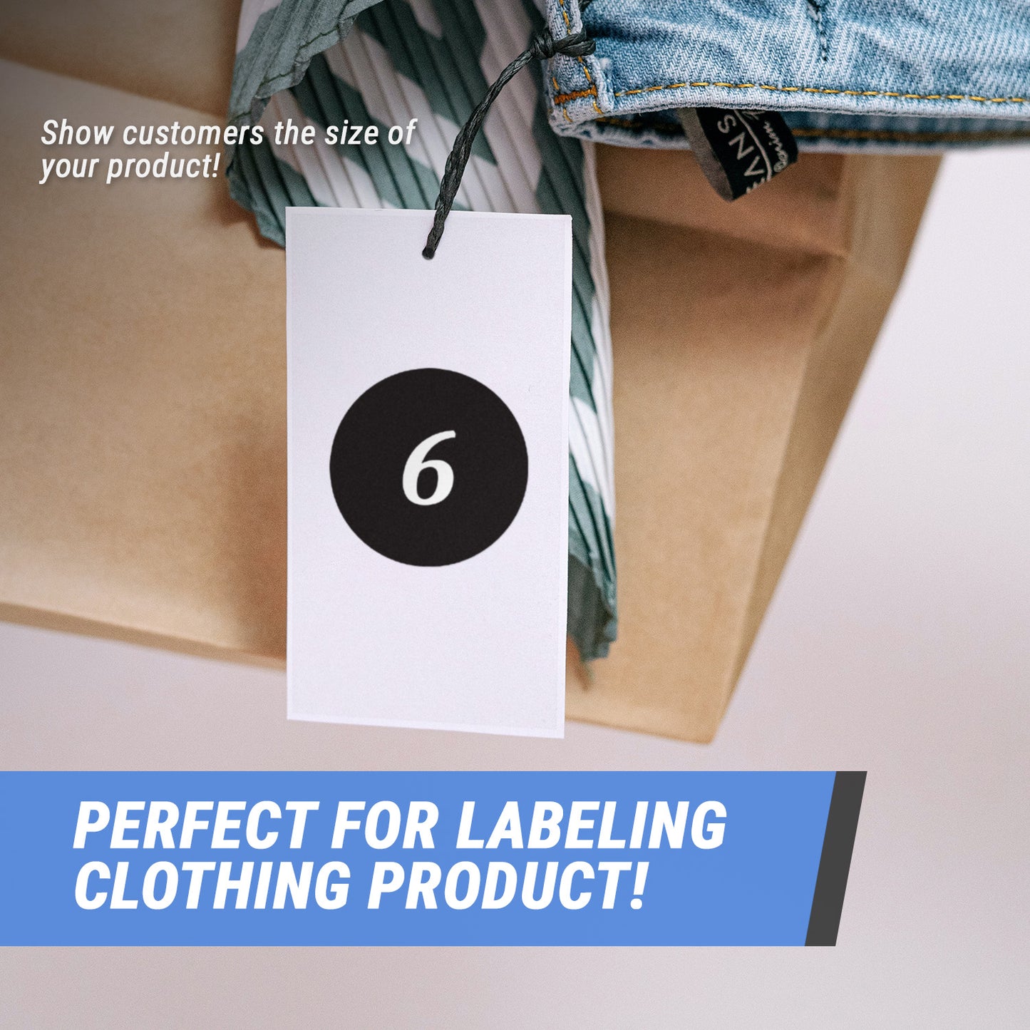 1.25in Sticker: Clothing Apparel Size 6 Label Roll (Black)