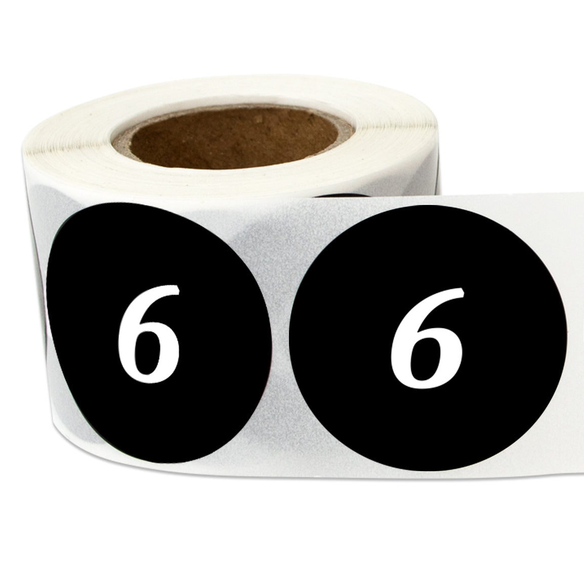 1.25in Sticker: Clothing Apparel Size 6 Label Roll (Black)