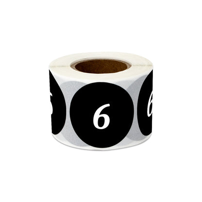1.25in Sticker: Clothing Apparel Size 6 Label Roll (Black)