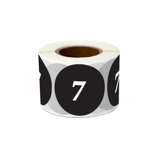 1.25in Sticker: Clothing Apparel Size 7 Label Roll (Black)