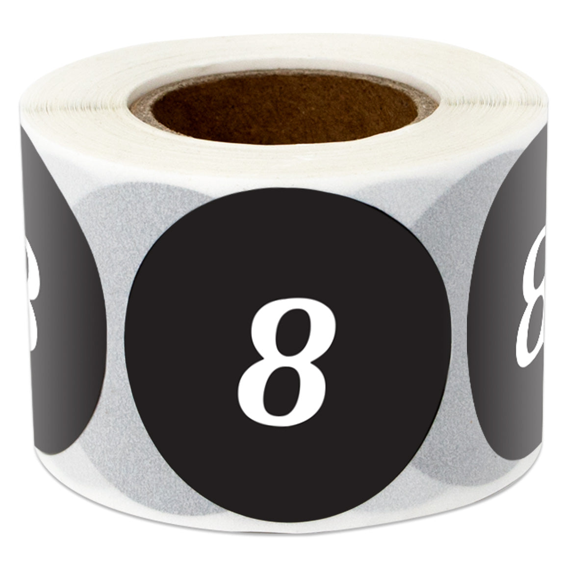 1.25in Sticker: Clothing Apparel Size 8 Label Roll (Black)