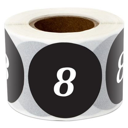 1.25in Sticker: Clothing Apparel Size 8 Label Roll (Black)