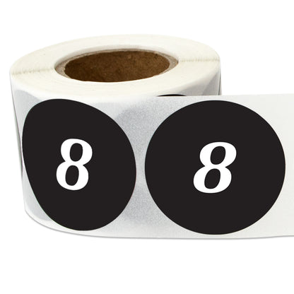 1.25in Sticker: Clothing Apparel Size 8 Label Roll (Black)