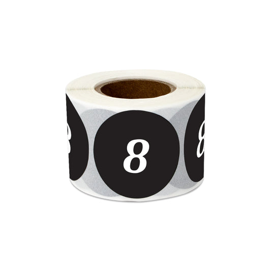 1.25in Sticker: Clothing Apparel Size 8 Label Roll (Black)