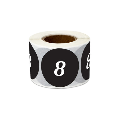 1.25in Sticker: Clothing Apparel Size 8 Label Roll (Black)