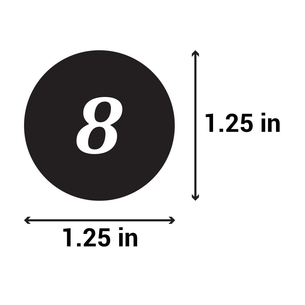1.25in Sticker: Clothing Apparel Size 8 Label Roll (Black)