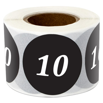 1.25in Sticker: Clothing Apparel Size 10 Label Roll (Black)