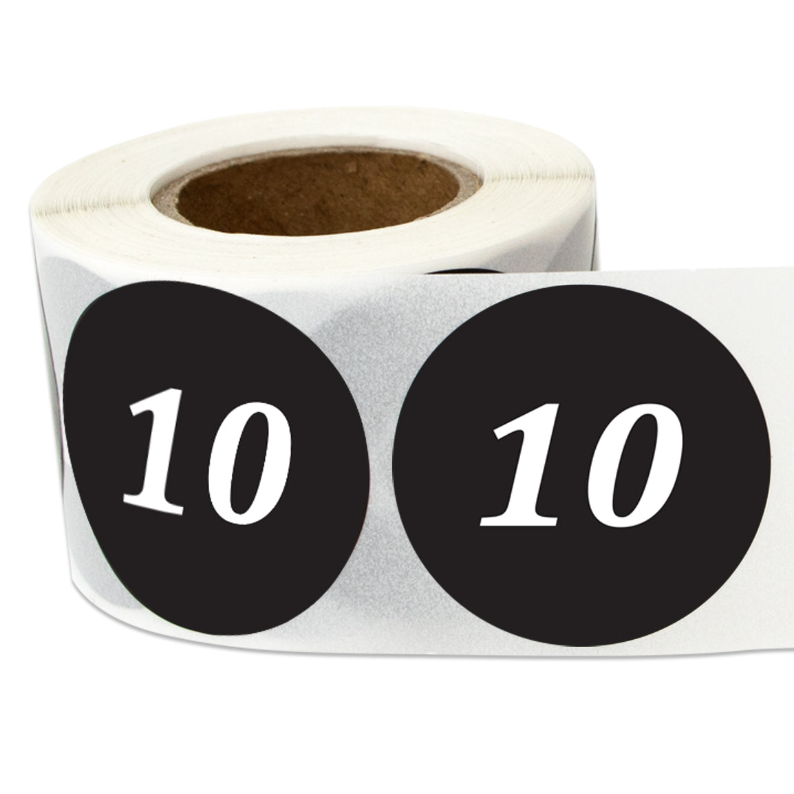1.25in Sticker: Clothing Apparel Size 10 Label Roll (Black)