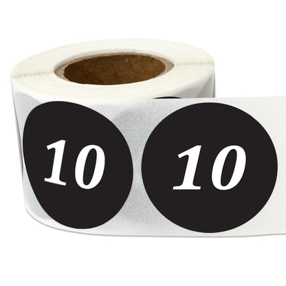 1.25in Sticker: Clothing Apparel Size 10 Label Roll (Black)