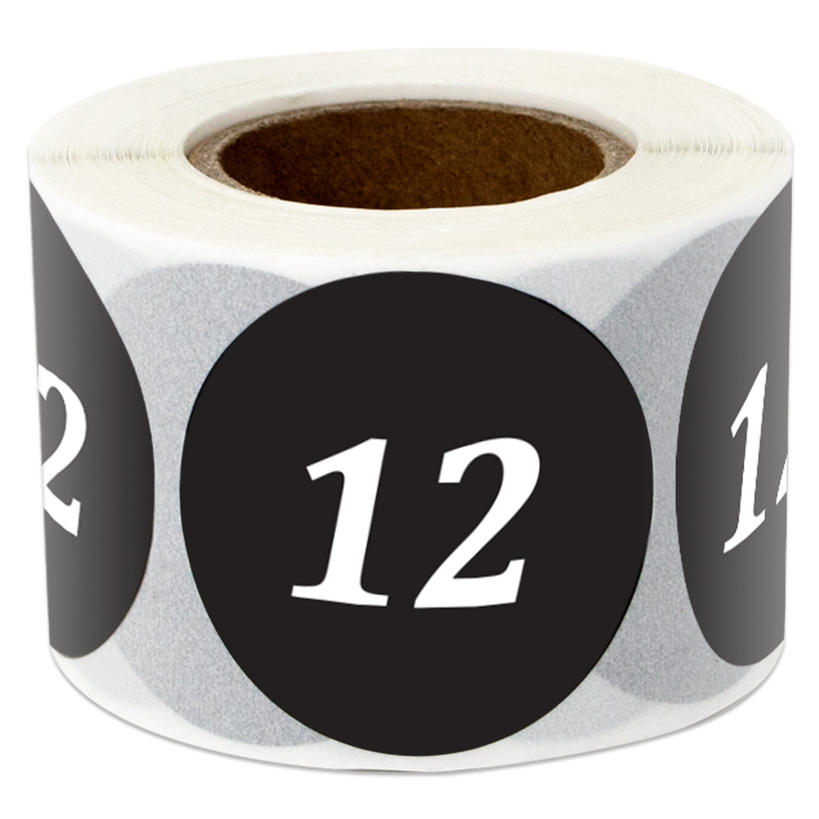 1.25in Sticker: Clothing Apparel Size 12 Label Roll (Black)