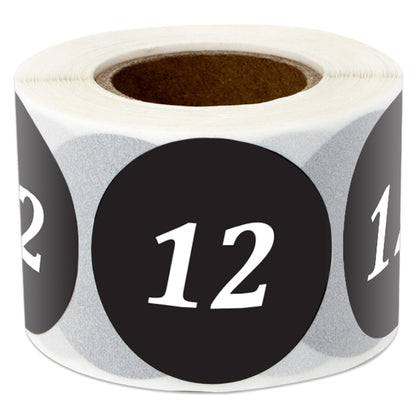 1.25in Sticker: Clothing Apparel Size 12 Label Roll (Black)