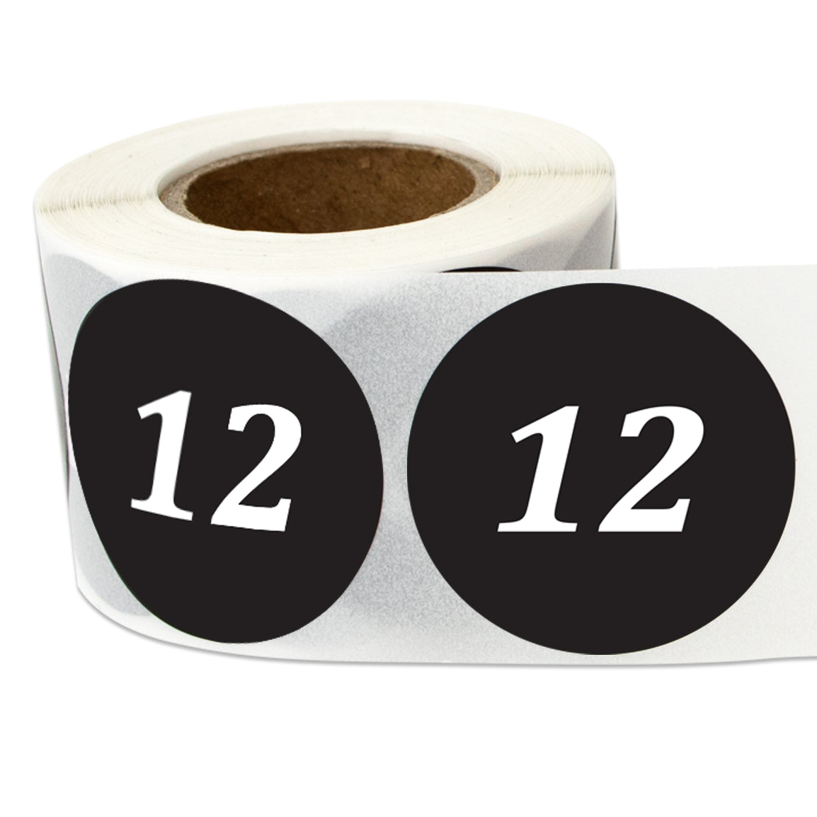 1.25in Sticker: Clothing Apparel Size 12 Label Roll (Black)