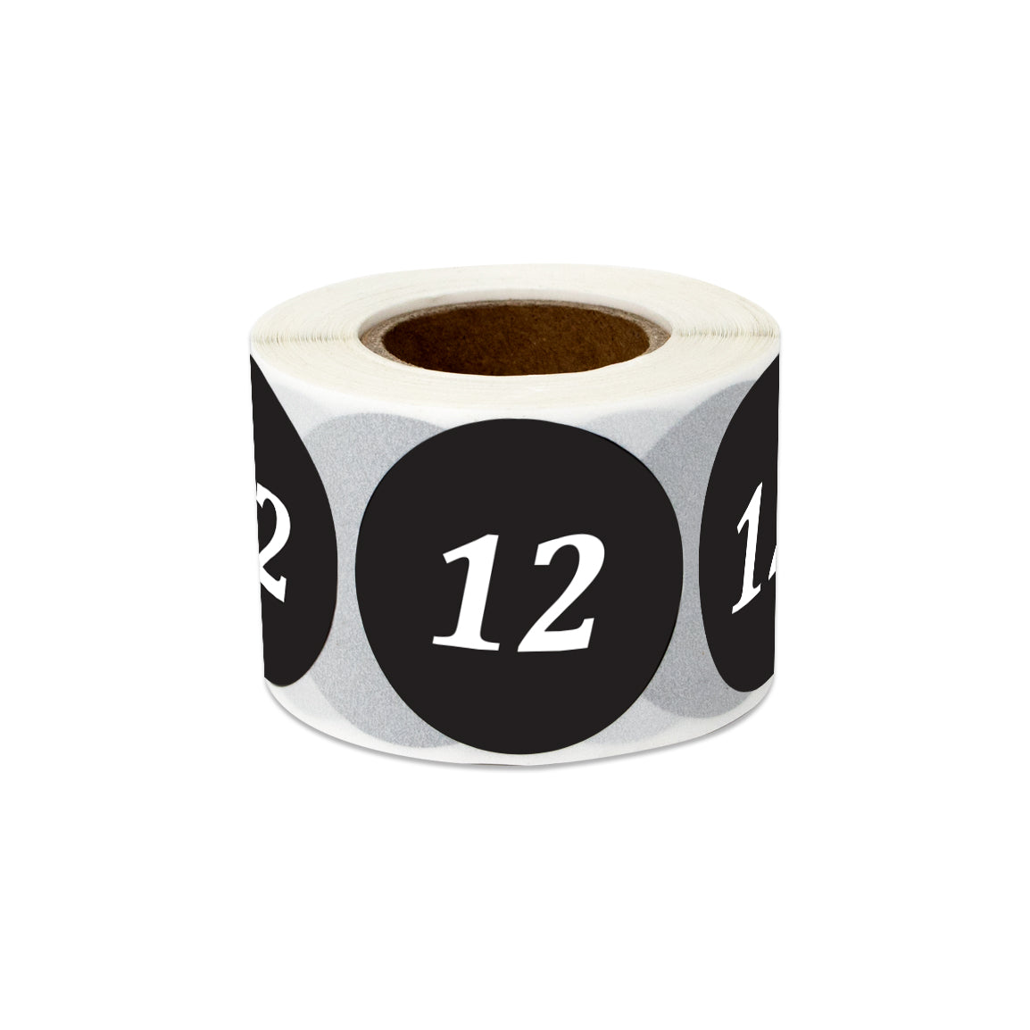 1.25in Sticker: Clothing Apparel Size 12 Label Roll (Black)