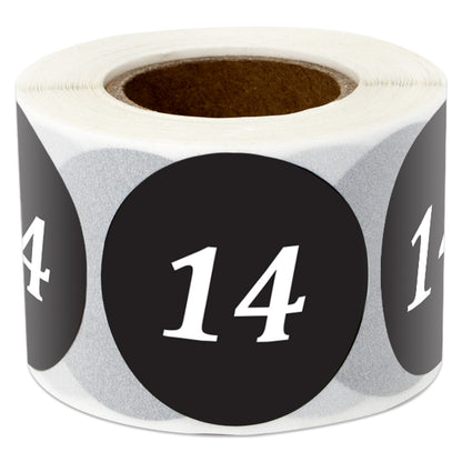 1.25in Sticker: Clothing Apparel Size 14 Label (Black)