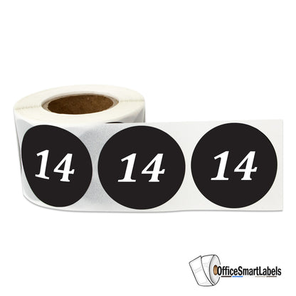 1.25in Sticker: Clothing Apparel Size 14 Label (Black)