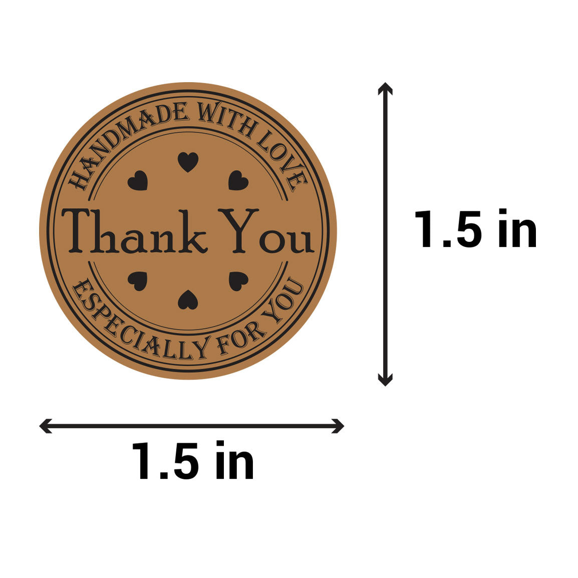 1.5in Handmade with Love Thank You Labels (Roll)