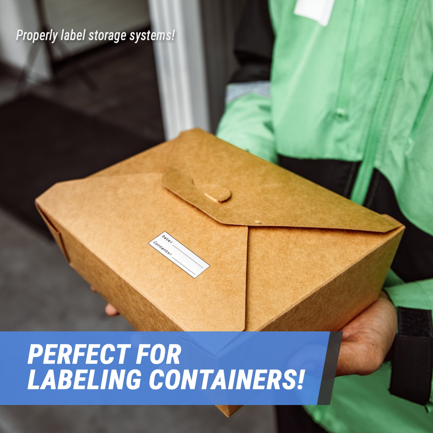 3 x 1in Sticker: Date and Contents Food Storage Label Roll