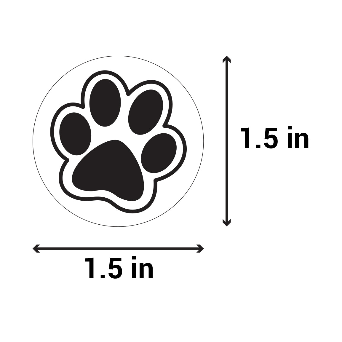 1.5in Sticker: Animal Paw Print Pet Label