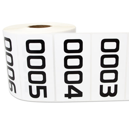3 x 1.5 inch Consecutive Numbers 0001 to 1000 Stickers (Roll)