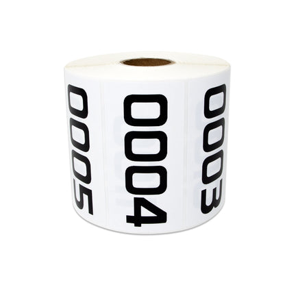 3 x 1.5 inch Consecutive Numbers 0001 to 1000 Stickers (Roll)