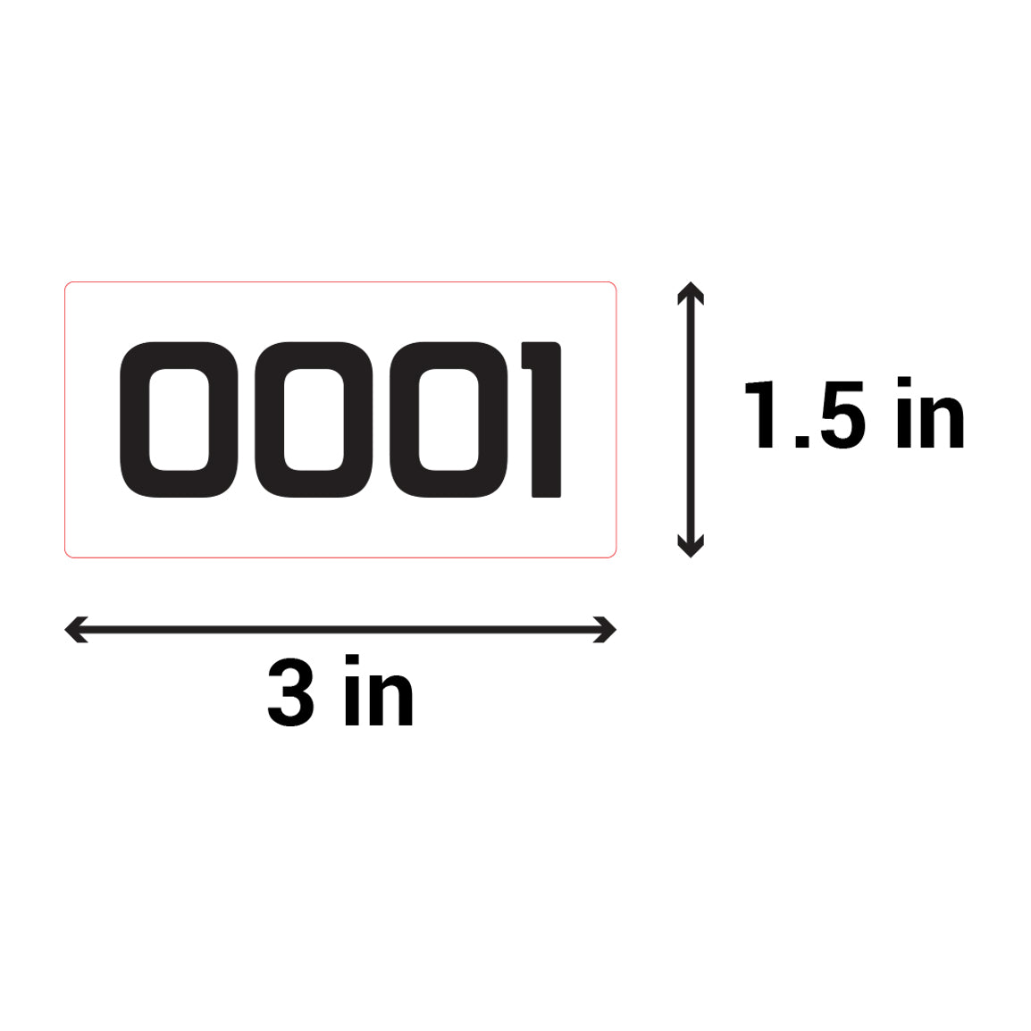 3 x 1.5 inch Consecutive Numbers 0001 to 1000 Stickers (Roll)