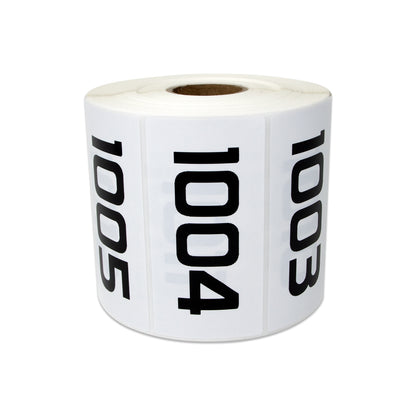 3 x 1.5in Sticker: Consecutive Numbers 1001 to 2000 Label Roll