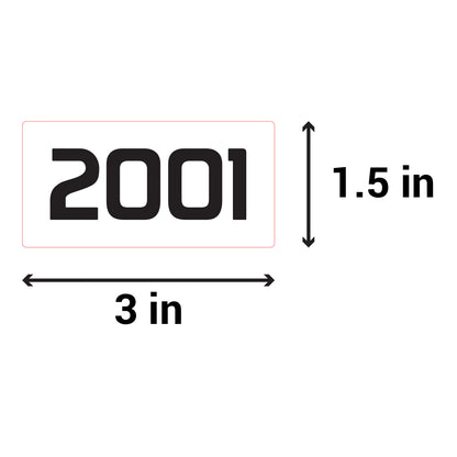 3 x 1.5 inch Consecutive Numbers 2001 to 3000 Stickers (Roll)