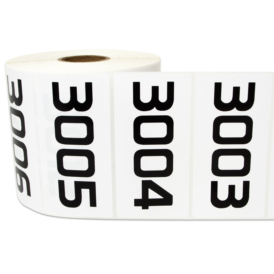 3 x 1.5 inch Consecutive Numbers 3001 to 4000 Stickers (Roll)