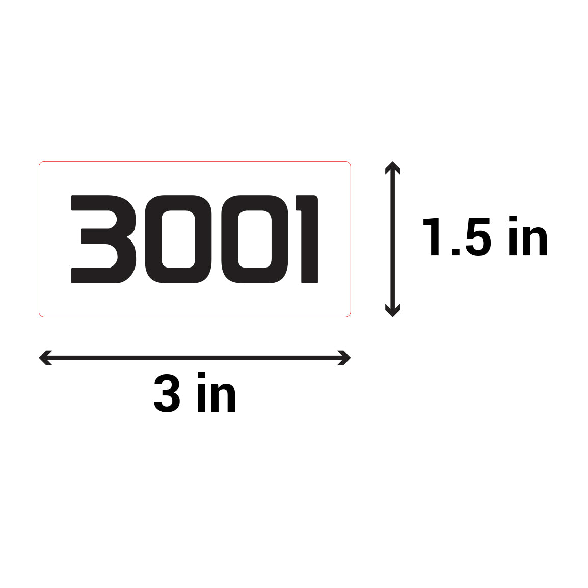 3 x 1.5 inch Consecutive Numbers 3001 to 4000 Stickers (Roll)