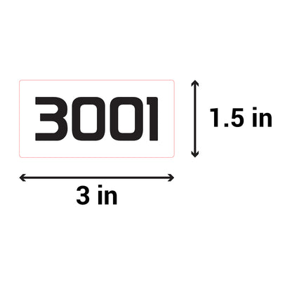3 x 1.5 inch Consecutive Numbers 3001 to 4000 Stickers (Roll)