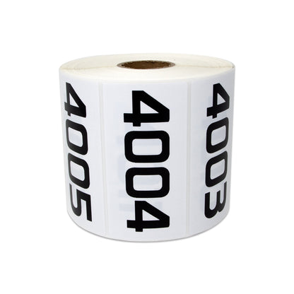 3 x 1.5 inch Consecutive Numbers 4001 to 5000 Stickers (Roll)