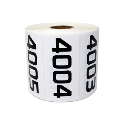 3 x 1.5 inch Consecutive Numbers 4001 to 5000 Stickers (Roll)