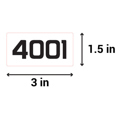 3 x 1.5 inch Consecutive Numbers 4001 to 5000 Stickers (Roll)