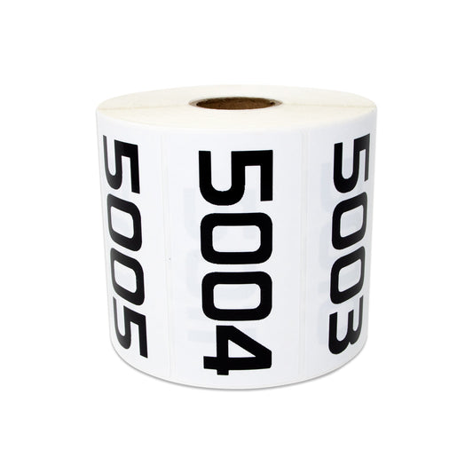 3 x 1.5in Sticker: Consecutive Numbers 5001 to 6000 Label Roll