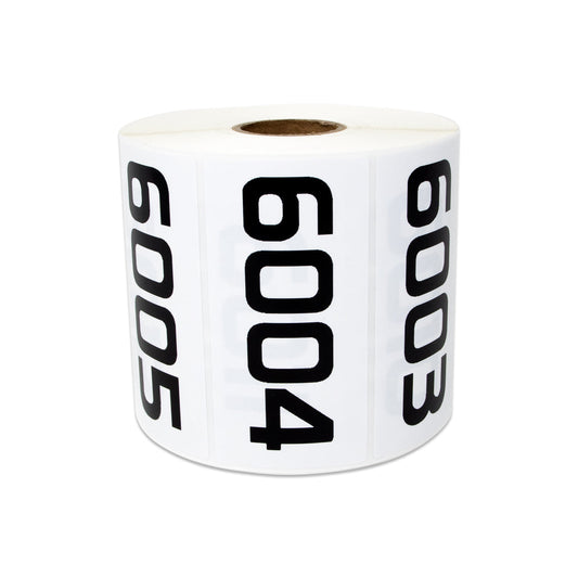 3 x 1.5in Sticker: Consecutive Numbers 6001 to 7000 Label Roll