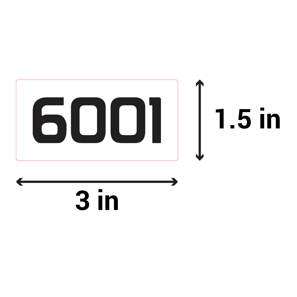 3 x 1.5 inch Consecutive Numbers 6001 to 7000 Stickers (Roll)