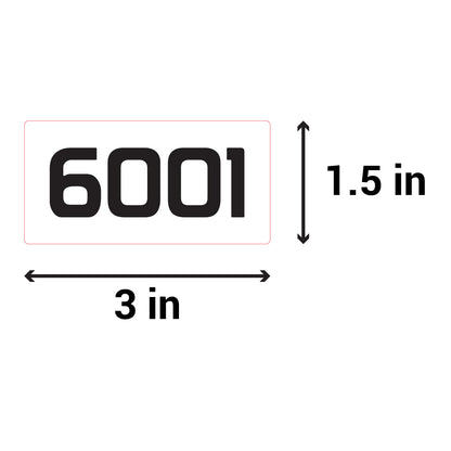 3 x 1.5 inch Consecutive Numbers 6001 to 7000 Stickers (Roll)