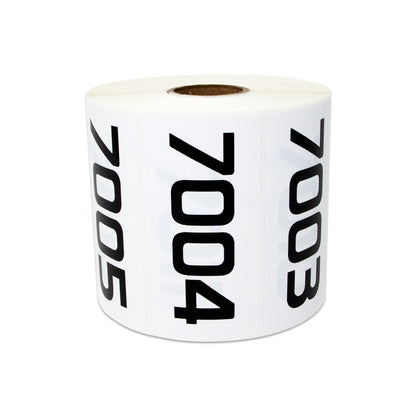 3 x 1.5 inch Consecutive Numbers 7001 to 8000 Stickers (Roll)
