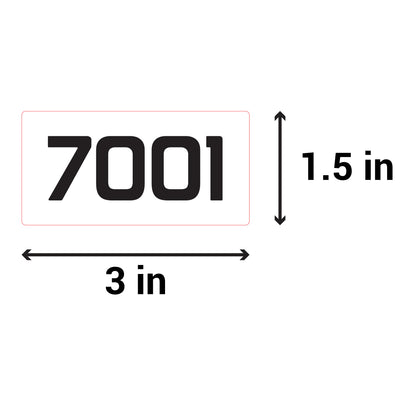 3 x 1.5 inch Consecutive Numbers 7001 to 8000 Stickers (Roll)