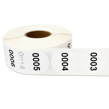 1 inch Consecutive Numbers 0001 to 1000 Stickers (Roll)