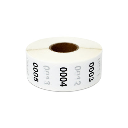 1 inch Consecutive Numbers 0001 to 1000 Stickers (Roll)