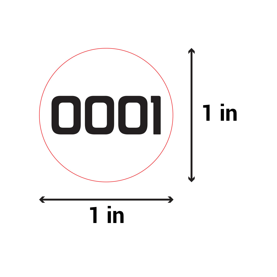 1 inch Consecutive Numbers 0001 to 1000 Stickers (Roll)