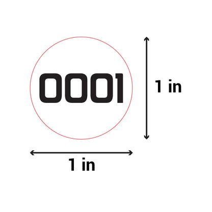 1 inch Consecutive Numbers 0001 to 1000 Stickers (Roll)