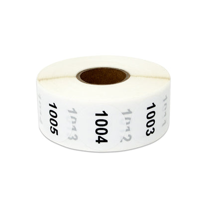 1in Sticker: Consecutive Numbers 1001 to 2000 Label Roll