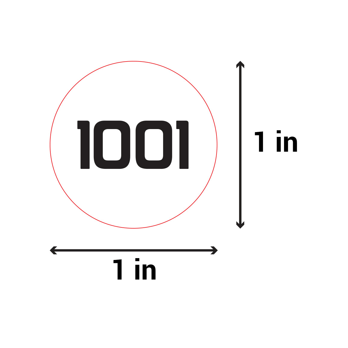1in Sticker: Consecutive Numbers 1001 to 2000 Label Roll