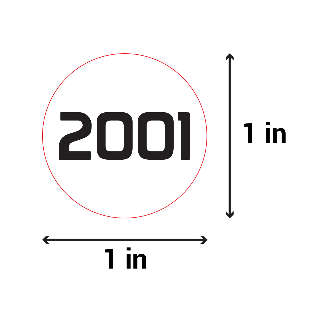 1 inch Consecutive Numbers 2001 to 3000 Stickers (Roll)