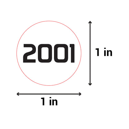 1 inch Consecutive Numbers 2001 to 3000 Stickers (Roll)