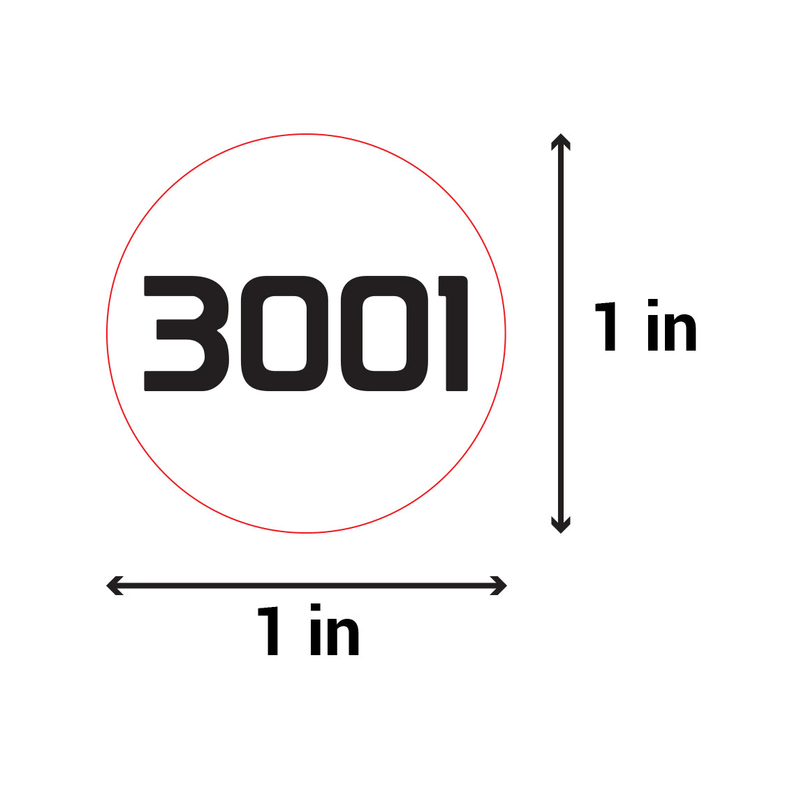 1 inch Consecutive Numbers 3001 to 4000 Stickers (Roll)